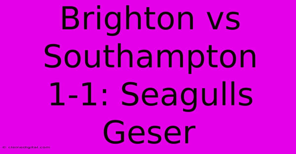 Brighton Vs Southampton 1-1: Seagulls Geser