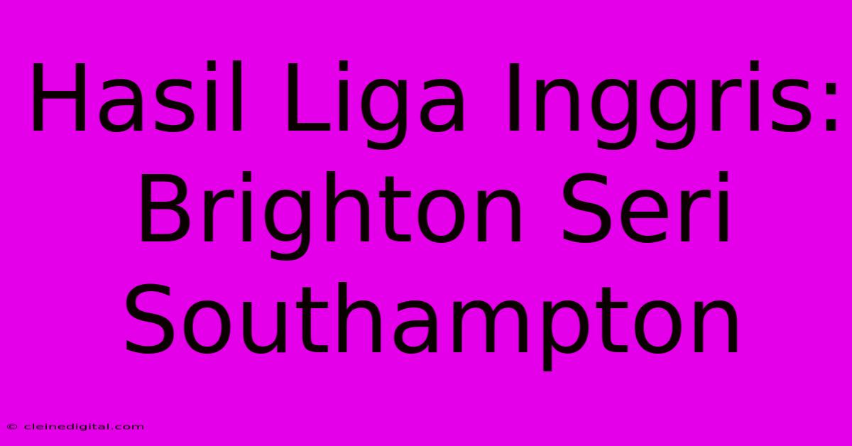 Hasil Liga Inggris: Brighton Seri Southampton