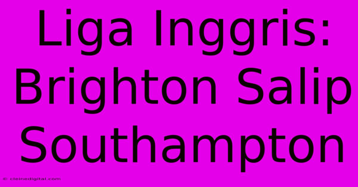 Liga Inggris: Brighton Salip Southampton