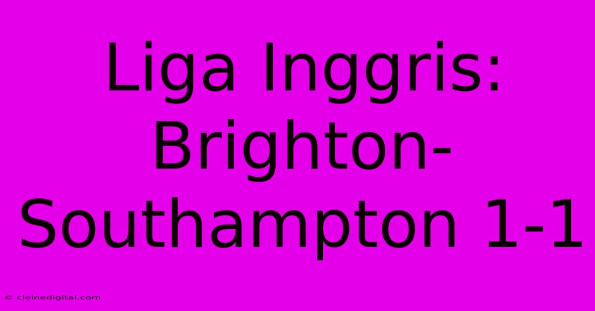 Liga Inggris: Brighton-Southampton 1-1