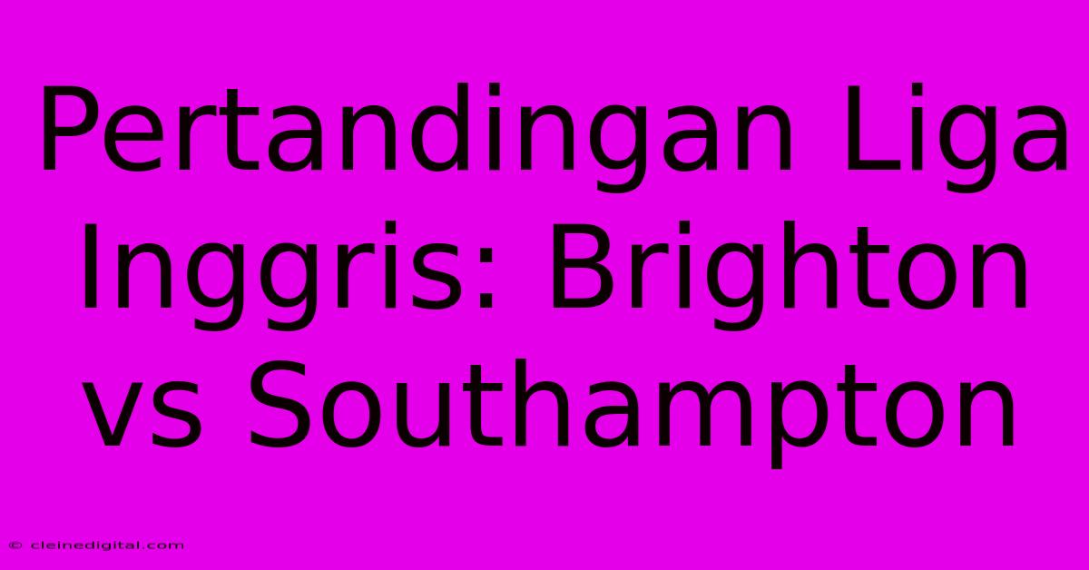 Pertandingan Liga Inggris: Brighton Vs Southampton